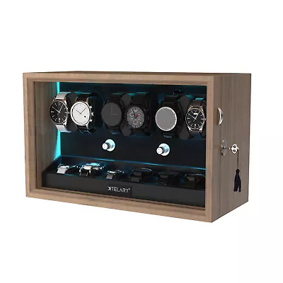 Automatic 6 Watches Winder With 6 Extra Storage Box Case With Quiet Motors • $199.95