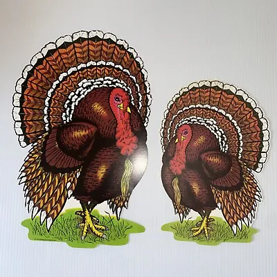 New Vintage Thanksgiving Turkey Die Cut Cut-Outs Card Stock Decor Lot 2 • $8.52