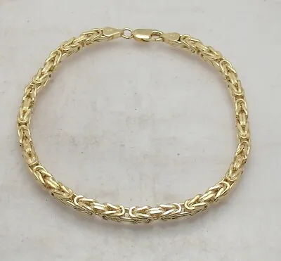 9  Mens Square Byzantine Bracelet With Lobster Clasp Lock Real 10K Yellow Gold • $496