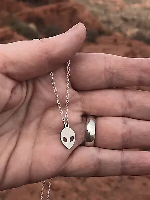 UFO Collection:Stainless Steel Small Alien Head Pendant Necklace With 20” Chain. • $5.99