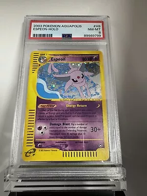 PSA 8 NM-MINT Pokemon ESPEON Holo Rare 2003 Aquapolis #H8/H32 • $117