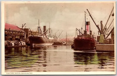 Salford Rocks Manchester England Boats And Ships Ocean View Postcard • £10.02