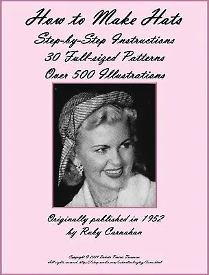 Millinery Book CARNAHAN Hat Making Make Hats 30 Pattern 1952 Milliner Fashions • $14.99