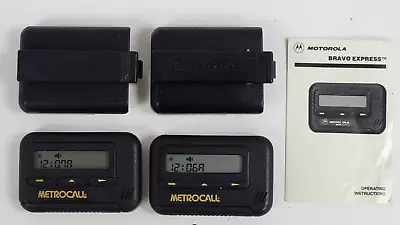 2 X Motorola Bravo Express Black Beeper Pagers With Case Clips (WORKING) • $69.90