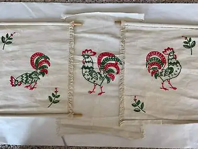 Vintage Hand Embroidered Rooster Wall Decor (set Of 3) • $23.19