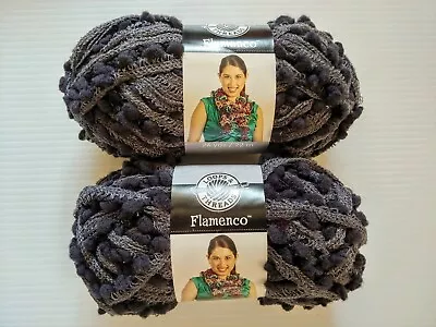 Loops & Threads Flamenco Yarn Slate Gray Lot Of 2 Ribbon Pom Poms • $9.99