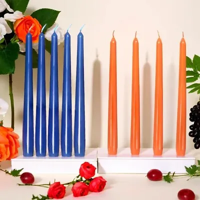 Solid Coloured Tapered  Candles Dinner Table Bistro Wedding Parties Decoration • £4.69