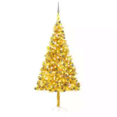 NNEVL Artificial Christmas Tree With LEDs&Ball Set Gold 210 Cm PET • $359.99