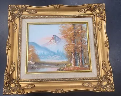 G. Whitman Signed 7.75  X 9.5  Snow Mountain River Landscape Framed Oil Painting • $39.99