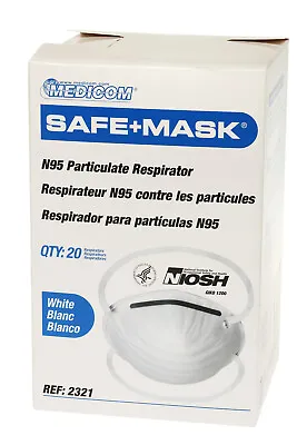 20 Pack Medicom Safe+ N95 Disposable Face Mask Mouth Cover N95 NIOSH Approved • $99.99