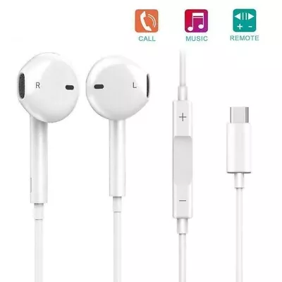 For Apple IPhone 15 Plus Pro Type C Wired Earphones Built In Mic In Ear Earbuds • £4.91