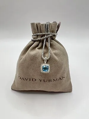 David Yurman Petite Albion Pendant Necklace With Blue Topaz And Diamonds 17  • $329