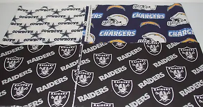 NFL Football Licensed Cotton Fabric Pieces ~COWBOYS ~ CHARGERS ~ RAIDERS • $6