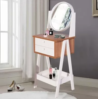 Makeup Station And Vanity Table Set With Mirror Cosmetic Organizer Storage • $99.99