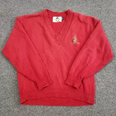 Woodward Sweater V Neck Mens Large Sweater Red Vintage Golf Bag Logo • $29.99