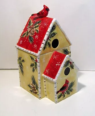 Vintage 2000s Ceramic Cardinal Birdhouse Cookie Jar  - Susan Wingets • $28.99