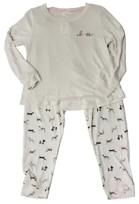 Size L   Two Piece PJ Set By Laura Ashley   Beagle Dachshund Dalmation Scotties • $29.95