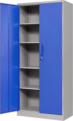 71 Metal Garage Storage Cabinet With 2 Doors And 5 Adjustable Shelves Office • $129.99