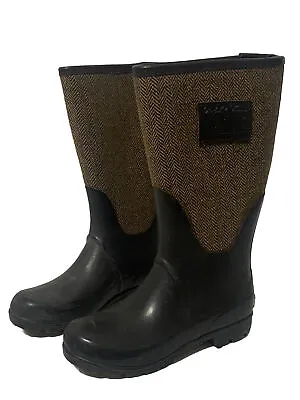 Ralph Lauren Girls Rain Boots Brown Safari Wellies Riding Rubber Boots Size 2 • £16.15