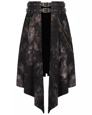 Devil Fashion Mens Gothic Steampunk Apocalyptic Punk Half Skirt Kilt Black Brown • $88.41