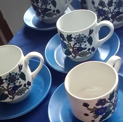Staffordshire China. Midwinter. Alpine Blue. Cups And Saucers. • £4.99