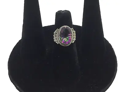 4.5 Carat Mystic Topaz Custom Made Ring .925 Sterling Silver Size 7.5 • $39.75