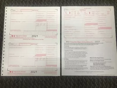 (6) 2019 IRS TAX FORMS W-2 (6 Recipients) + 1 FORM W-3 • $6.75