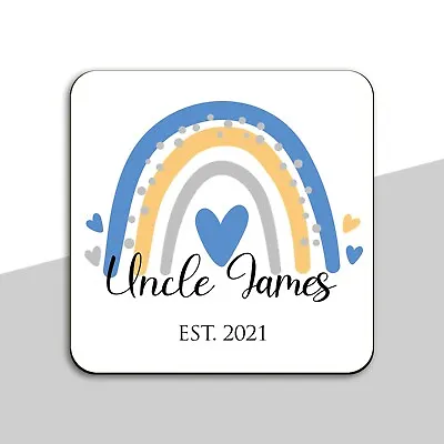 Personalised Uncle Name Wooden Drinks Coaster Rainbow Mat Gift Idea • £4.50