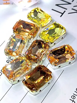 8pcs 10x14mm Yellow Topaz Mix Octagon Quality Austria Glass Crystals Sew On Bead • £5.99