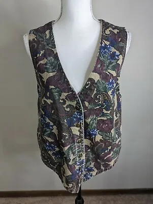 $26.98 • Buy Vintage Denim Vest Size Small Floral Paisley Vtg 90s Cottagecore Button V2J USA