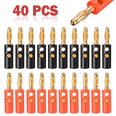 40Pcs Gold Plated Banana Plugs Audio Jack Speaker Wire Cable Screw Connector 4mm • $5.95