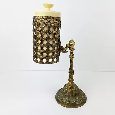 Vintage Dixie Cup Dispenser Holder Hollywood Regency Brass Tone Metal Bathroom • $9.99