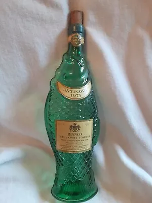 Vintage 1971 Italian Antinori 12.5  Fish Green Glass Wine Bottle 23.25 Oz • $5