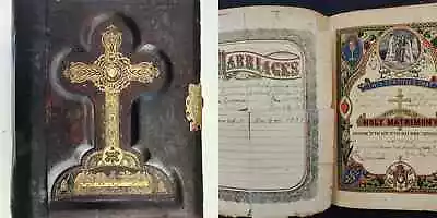 Antique DOUAY RHEIMS Catholic BIBLE Hubbard Oh CRIBBONS FAMILY Latin Vulgate • $475