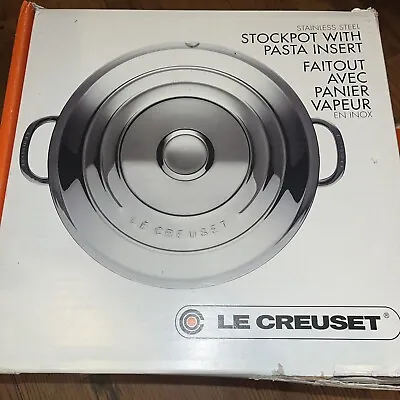Le Creuset Signature Stainless Steel Stockpot With Pasta Insert 26cm 8.5ltr • £190