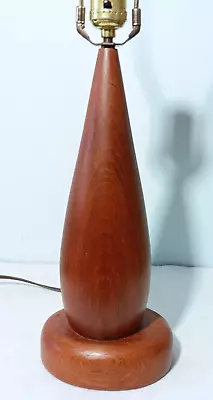 MCM Mid Century Modern 60's Danish Style Teak Wood Table Lamp 23” • $89.95