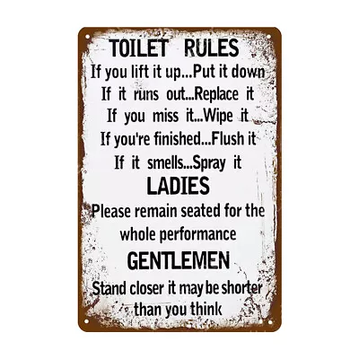 Toilet Rules Metal Plate Poster Bar Pub Tin Plaques Vintage Painting Wall Signs • $11.10