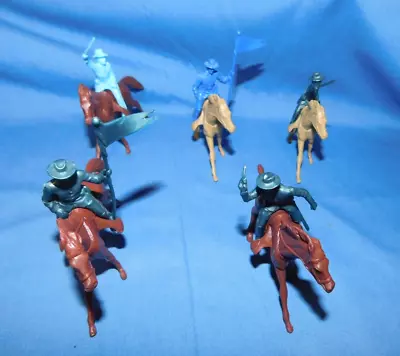 MARX REISSUE 7th CAVALRY 5 FIGS 5 CTS MOUNTS 3 FIGS ARE METALLIC BLUE • $5.99