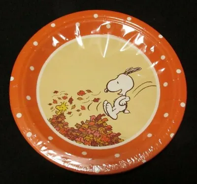 Peanuts Snoopy & Woodstock Autumn/Fall/Thanksgiving Paper Plates 7  Set Of 8 New • $6.95