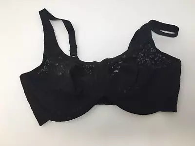 Wacoal 34DD Bra Black Underwire Halo Lace Back Closure Semi Sheer 65547 • $17.09