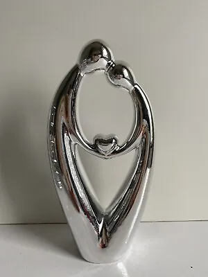 £11.99 • Buy New Modern Silver Ceramic Love Couple Statue Figurine Ornament Gift. 