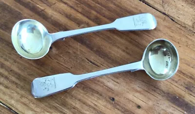 Pair Of London  Silver Salt Or Mustard Spoons By John Robert Harris 1846 • £45