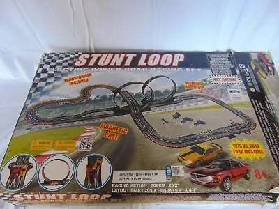 2013 GB Stunt Loop Electric Power Road Slot Car Set 1970 Vs 2013 Mustang #6677 • $29.99