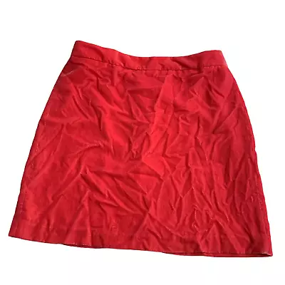 J.Crew Skirt Womens 4 Coral Red Pink Velvet Waist A-Line Straight Mini Zip Poly • $11.24