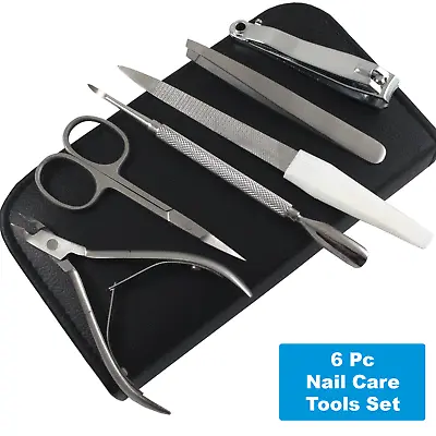 6 PC Pedicure/Manicure Tools Set Nail File Clippers Cleaner Cuticle Pusher Kit  • $14.99