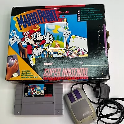 Super Nintendo Entertainment Video Game SNES Mario Paint With Box 1992 No Pad • $99.99