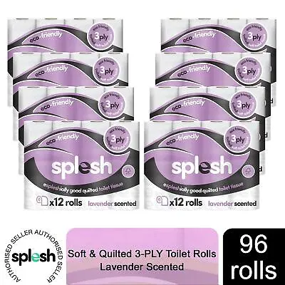 £31.99 • Buy Splesh By Cusheen Quilted Lavender Fragrance 3 Ply Toilet Tissue Paper 96 Rolls