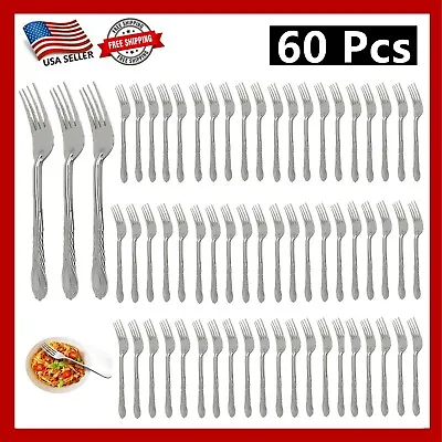 60 Pieces Stainless Steel Dinner Forks Flatware Tableware Set Kitchen 7.25 Inch • $19.99