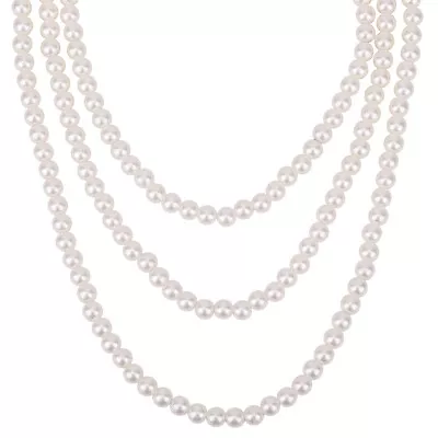Pearl White Necklace 8mm - Faux Pearl Necklace Fancy Dress Necklace • £5.59