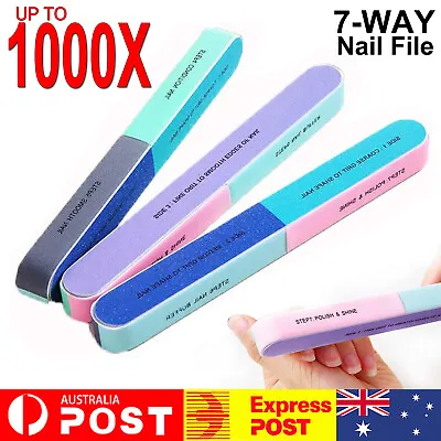 UP 1000pcs 7 Way Professional Nail File Straight Buffer Sanding Buffering Block • $313.55